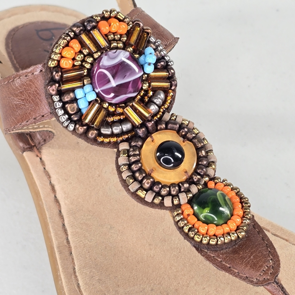 b.ø.c Beaded Slingback Sandals Embellished Boho Artisan Size 7 - Picture 3 of 11